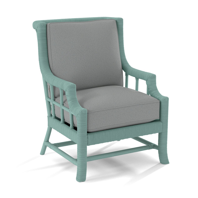 Lafayette Armchair, Havana, Light Blue Performance Fabric; 0851-55