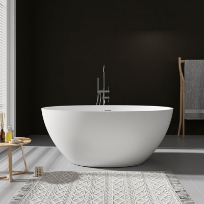 55'' X 30'' Freestanding Soaking Solid Surface Bathtub