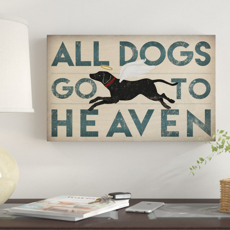 « all dogs go to ciel i », reproduction d’impression sur toile tendue, H 12 po x l 19 po x P 2 po