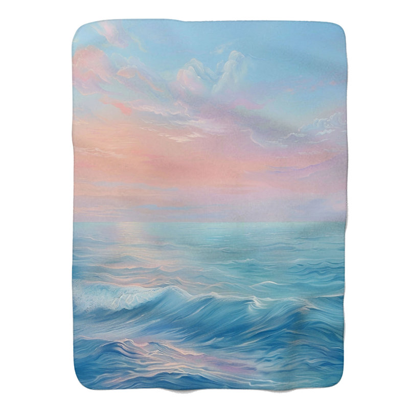 Soft Beach Horizons - Couverture Sherpa de qualité supérieure 1 pièce, Grand lit
