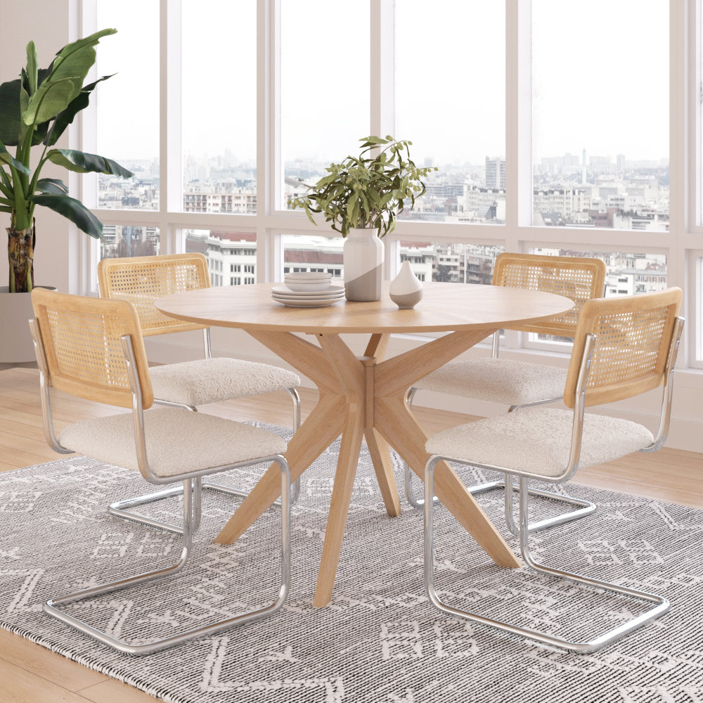 Fenway 47" Wood Dining Table, Natural Top/Natural Base