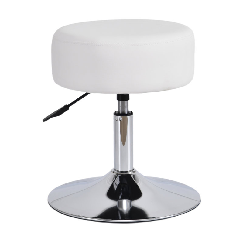PVC Leather Upholstered Accent Stool, White