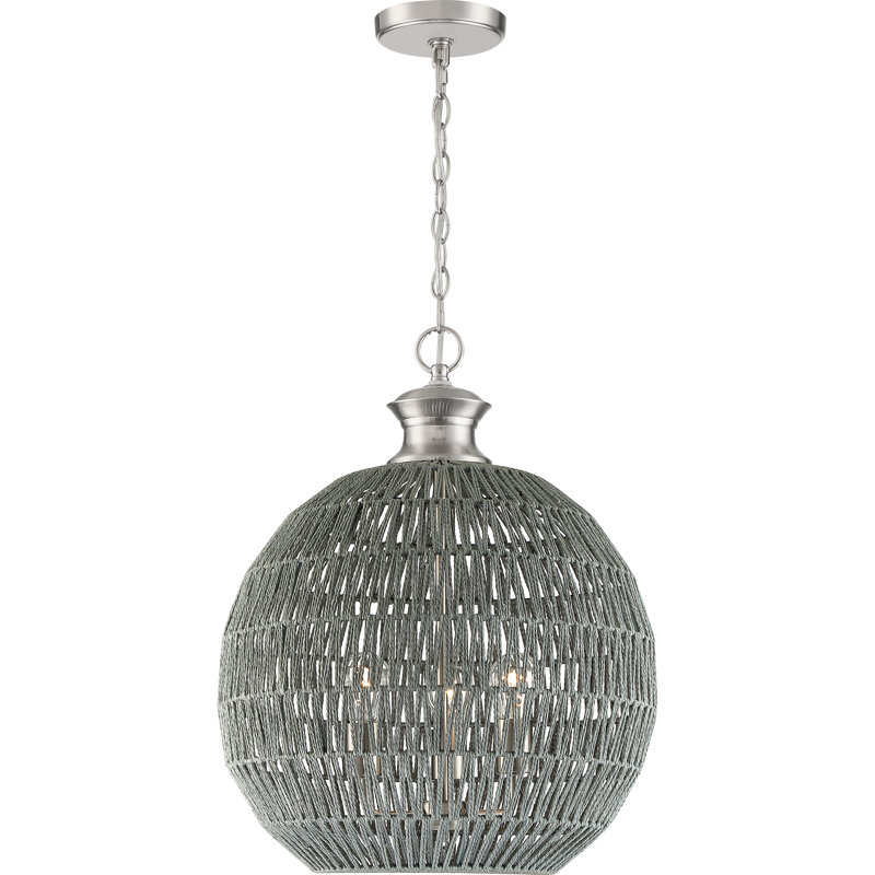 Lustre unique à 3 lumières sphériques, argent, Gris