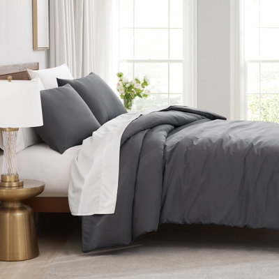 Southshore Fine Linens Vilano Duvet Cover Set, Oversized 110 GSM Microfiber Bedding with Hidden Zipper Closure and 4 Corner Ties, 2 Pillow Shams, Full/Queen, Slate