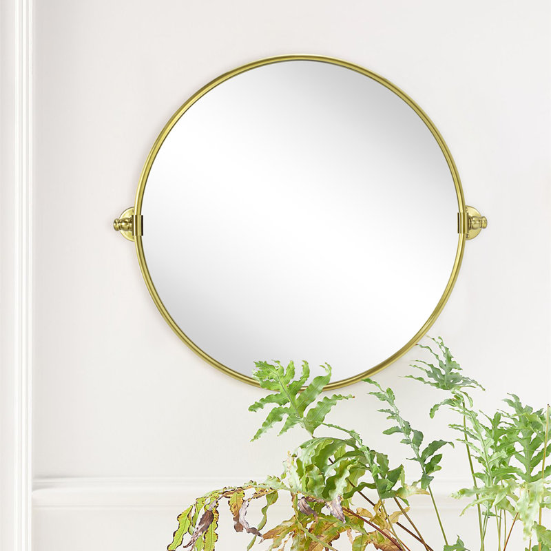 Miroir de salle de bain mural Luecinda, Nickel brossé, 24 po x 24 po