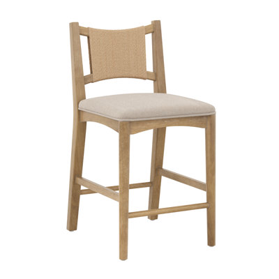 Tabouret de bar à hauteur de comptoir Boho avec dossier en ruppie maritime