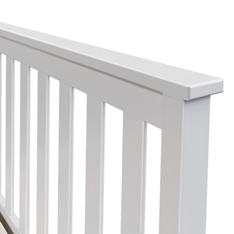 Solid Wood Platform Bed with Slat Headboard , White, Full