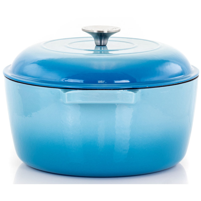 Mega Chef MG-CR25A Round Cast Iron Casserole Bakeware, Blue