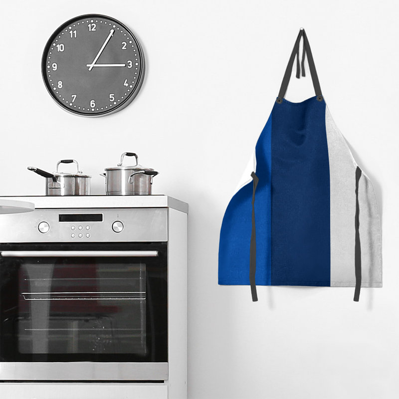 No Pattern Bib Apron, Royal Blue/Navy Blue/White