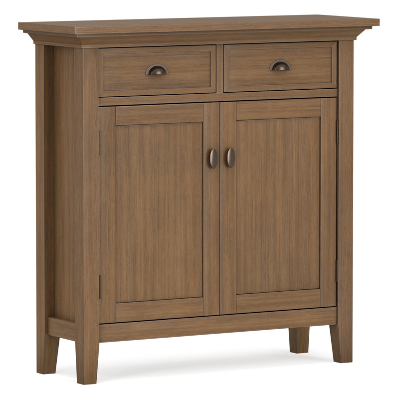 Redmond 36"W Solid Wood Transitional Entryway Storage Cabinet with Drawers and Antique Brass Hardware