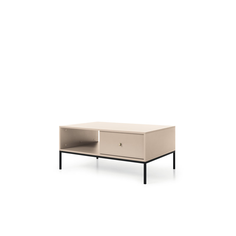 Aaliah Four Leg Coffee Table with Storage, Beige