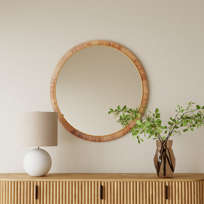 Lamont Rattan Round Mirror