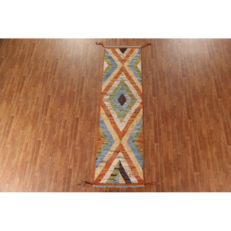 One-of-a-Kind 2'10" X 10'3" New Age Runner Wool Area Rug in Orange
