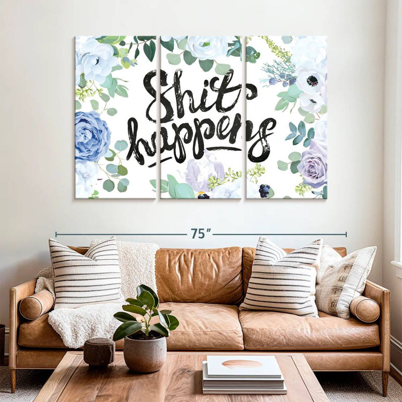 Floral, merde, typographie, H 42 po x l 65 po