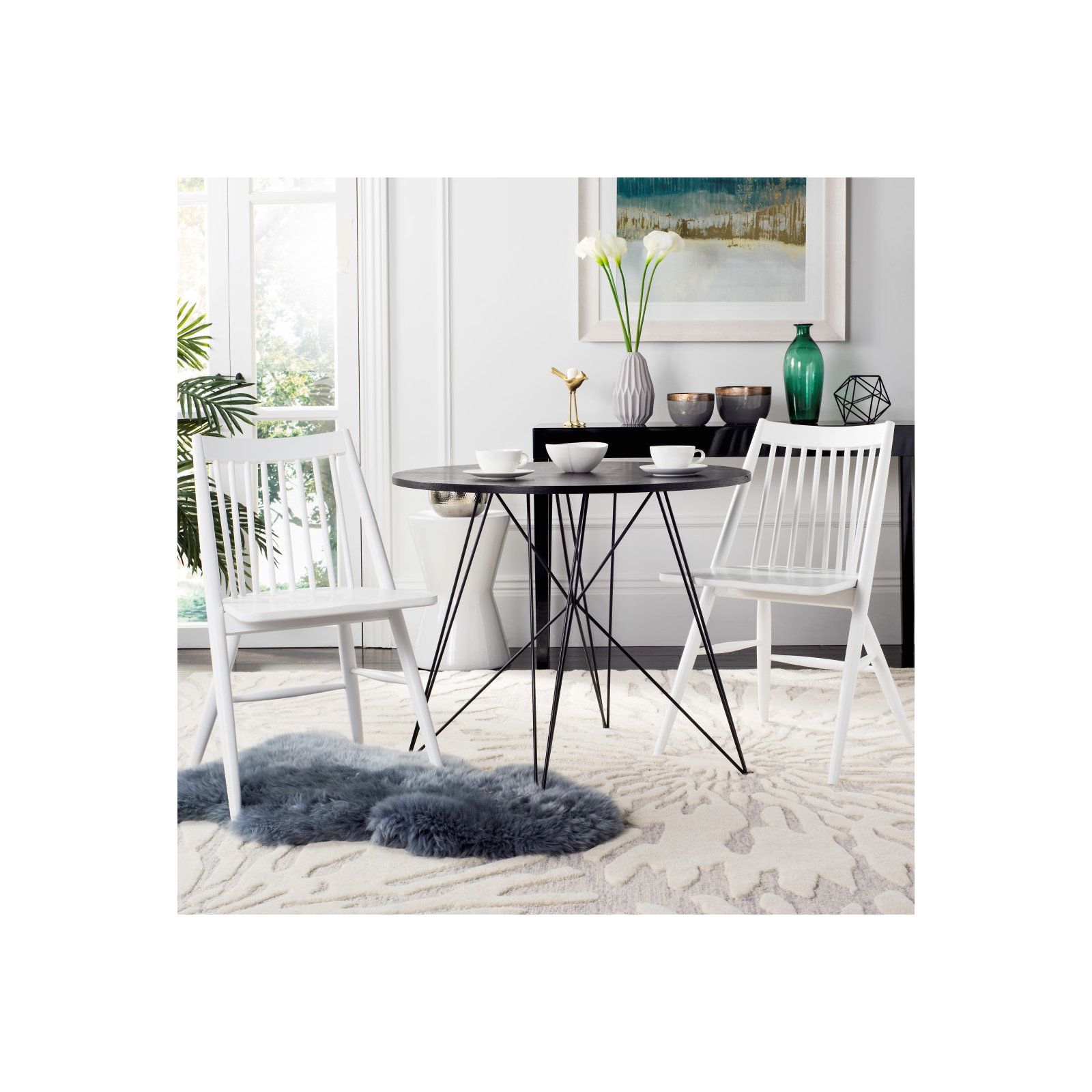 Kloss Solid Wood Slat Back Side Chair, White