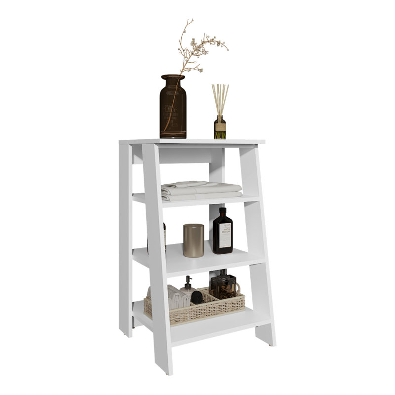 White Shelf For Living Area, Open Style - Bathroom, 15 Lbs Capacity, White