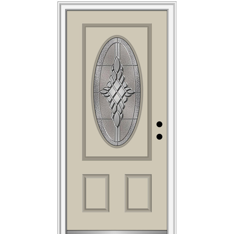 Grace Painted Both Sides The Same Small Oval 2-Panel Fibreglass Prehung Front Entry Door on 4-9/16" Frame, Left-Hand Inswing