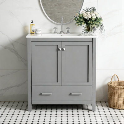 Meuble-lavabo de salle de bain avec lavabo simple et armoire