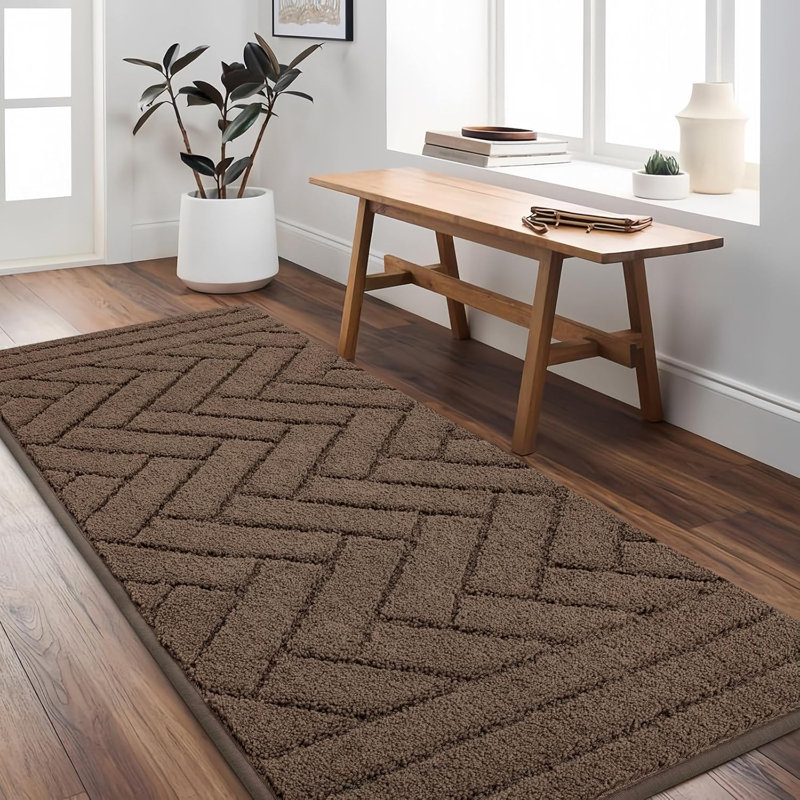 Brown Durable Rubber Backing Runner Carpet Soft Long Door Mat, Runner 50 x 120 cm