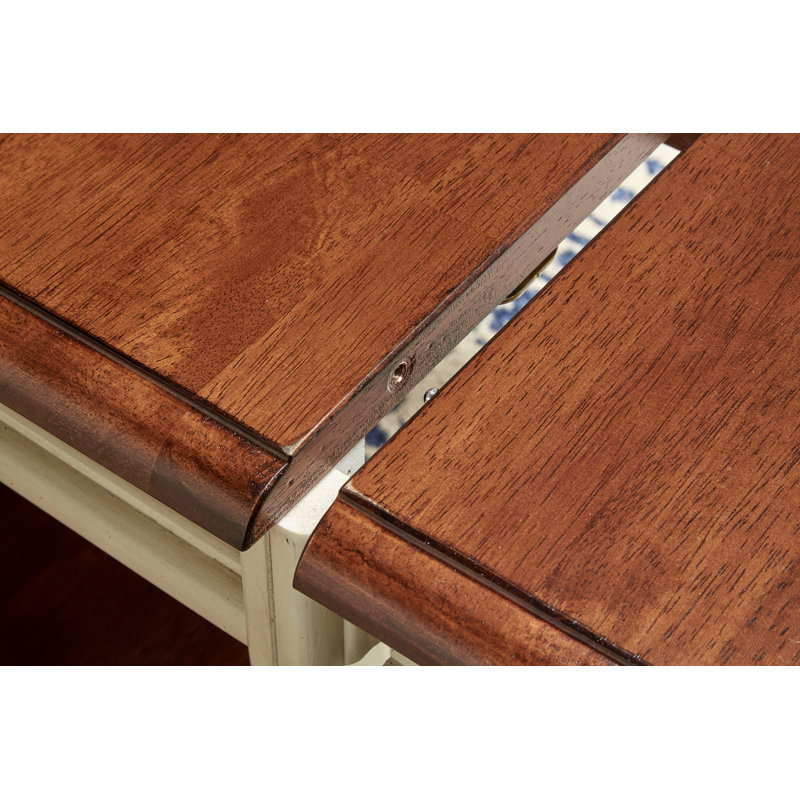 Letizia Extendable Solid Rubberwood Dining Table, Merlot/Buttermilk