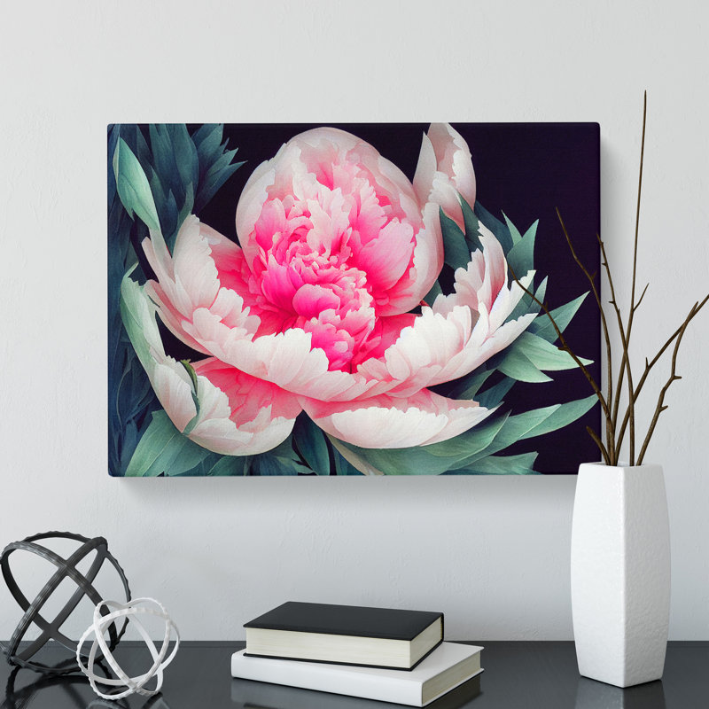 Enlightened Peony Flower - Wrapped Canvas Painting