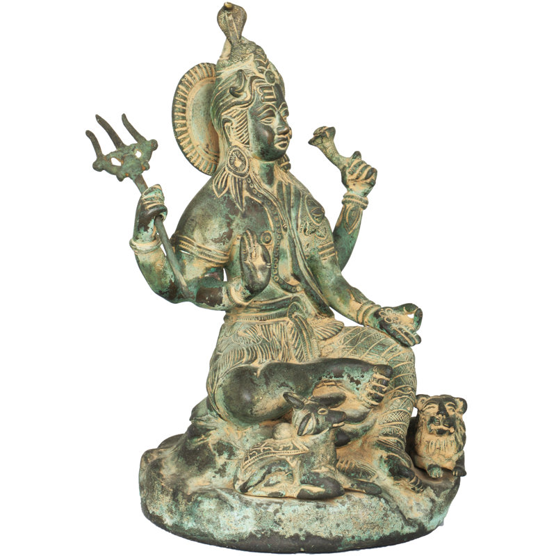Handmade Stainless Steel Statue Decorative Object, Antique Green