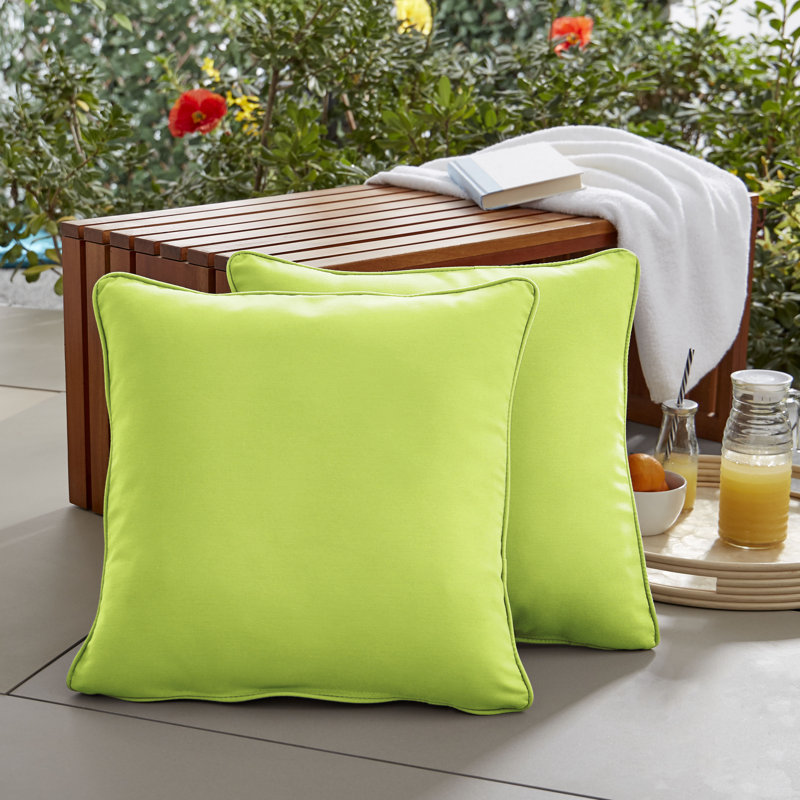 Hansah Outdoor Square Pillow Cover & Insert, Sunbrella Canvas Macaw, 16" H x 16" W x 6" D
