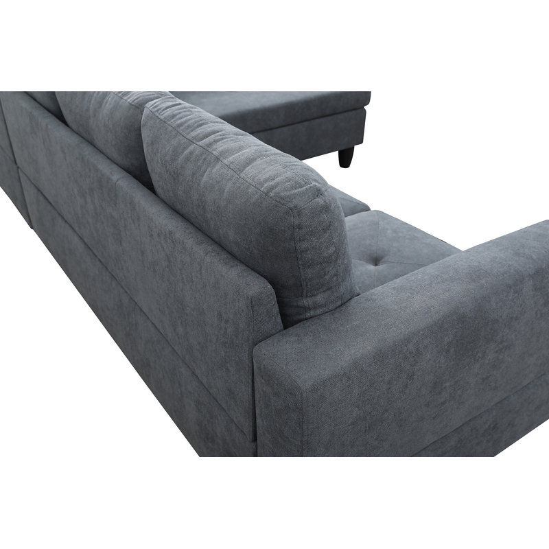 Mauriac Velvet L-Shaped Sectional, Dark Gray Velvet