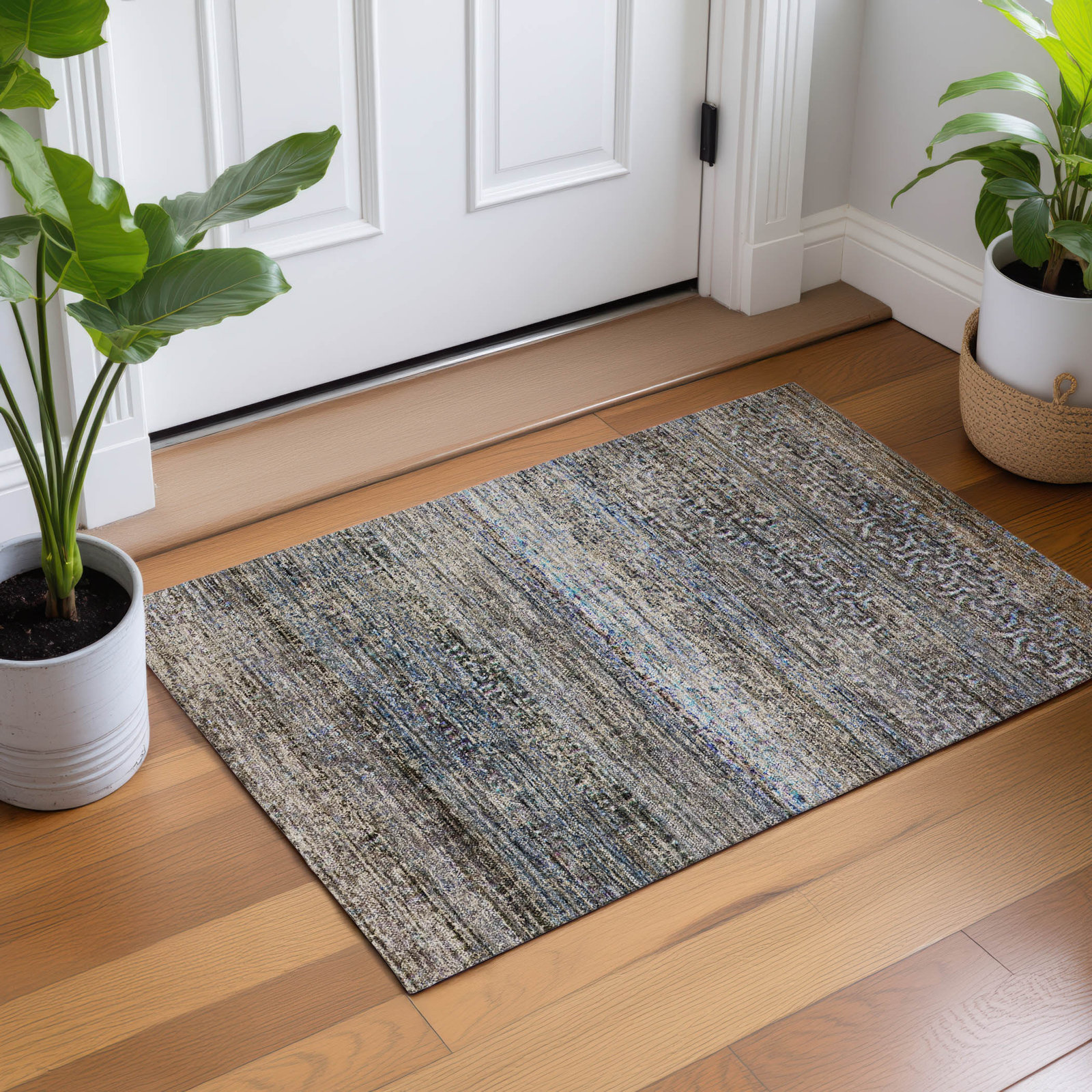 Premium Machine Washable Tirico Casual Rug, Blue, 2'6" x 3'10"