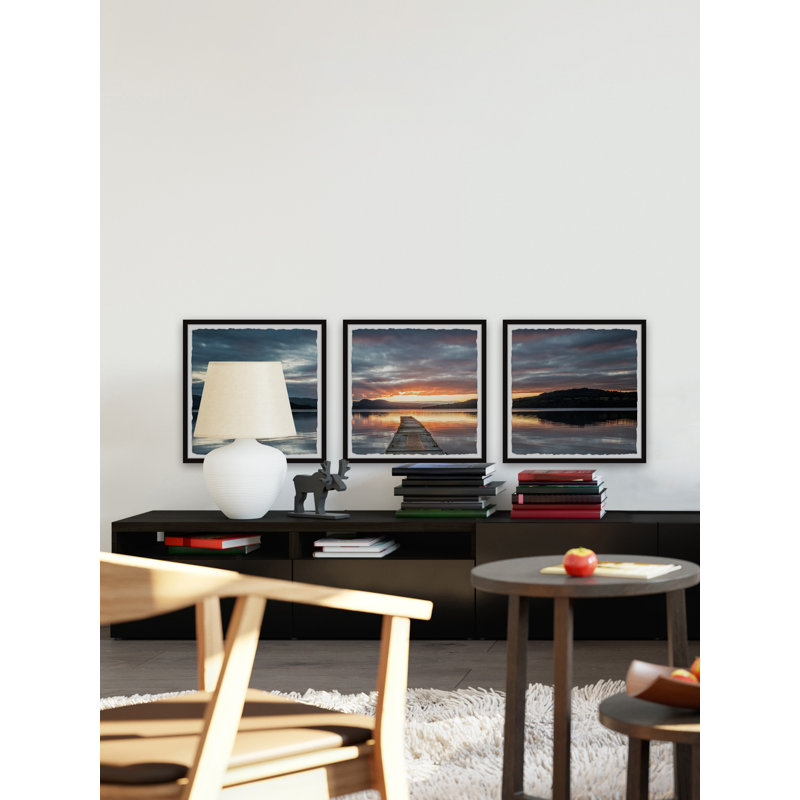 Chasser ce triptyque coucher de soleil, H 24 po x l 24 po