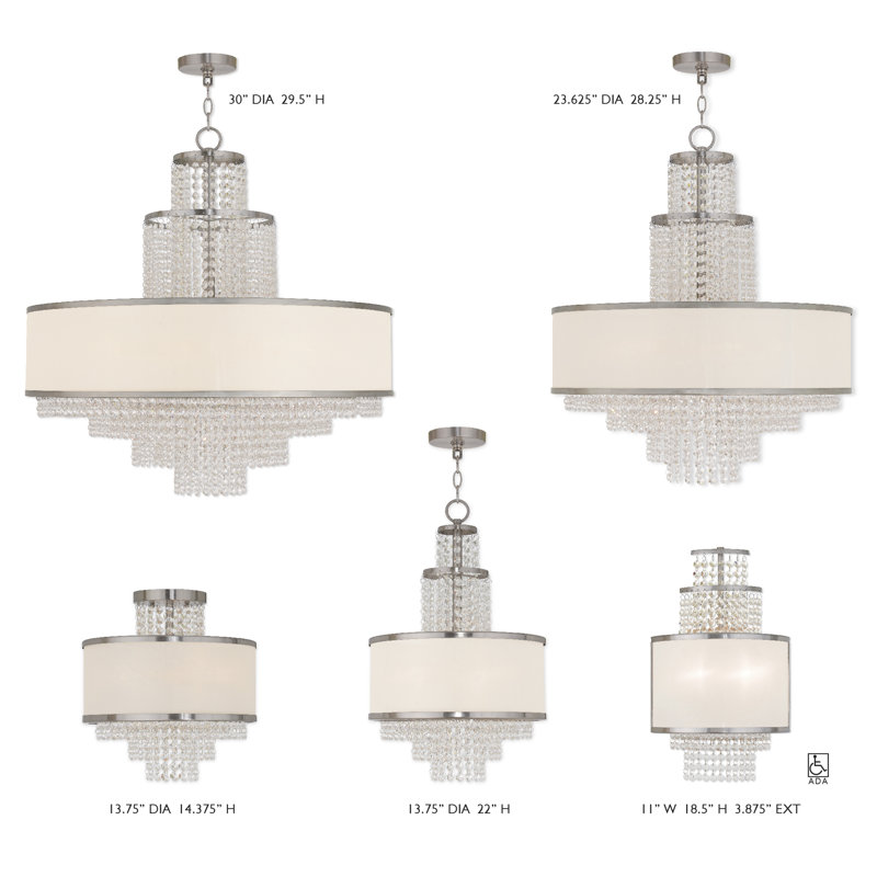 Eshaa 3 - Light Dimmable Tiered Chandelier, Brushed Nickel, 20" H x 11.75" W x 11.75" D