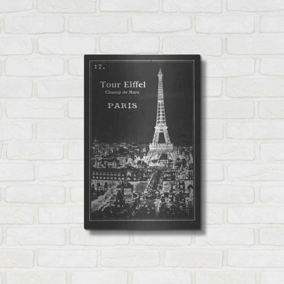 «Black Blueprint Map Eiffel Tower» par Sue Schlabach, art mural en métal