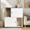 Double Cat Litter Box Enclouse, Litter Box Enclosure for 2 Cats, Cat Litter Cabinet Double Room with Scratch Post and Litter Mat, Fit Most of Litter Boxes