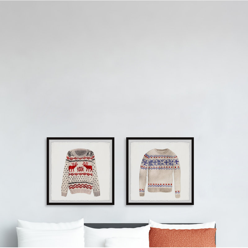 Christiansen Christiansen Christmas Sweaters - 2 Piece Single Picture Frame Painting, 30cm H x 61cm W x 3.81cm D