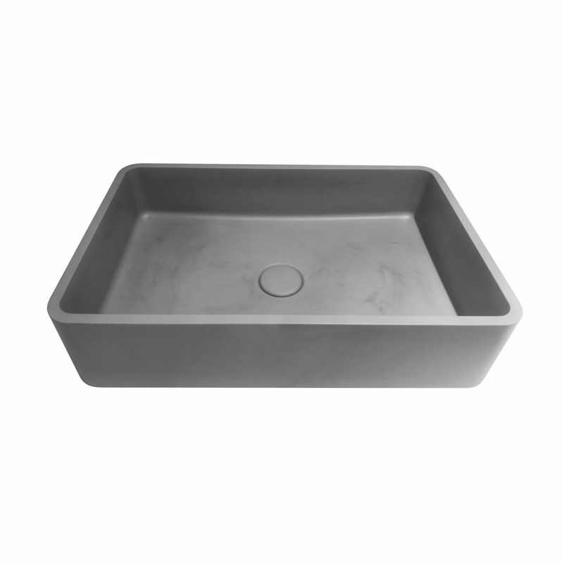 Lavabo de salle de bain rectangulaire moderne en béton gris 20,5 pouces, pour la salle de bain, Gris