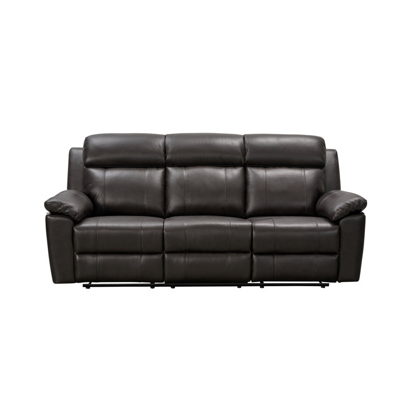Canapé inclinable à accoudoirs à plateau-coussin de 38,5 po Avalee, Cuir brun