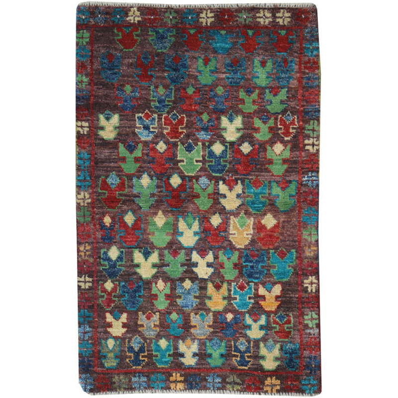 Geometric Hand Knotted 85cm X 133cm Area Rug