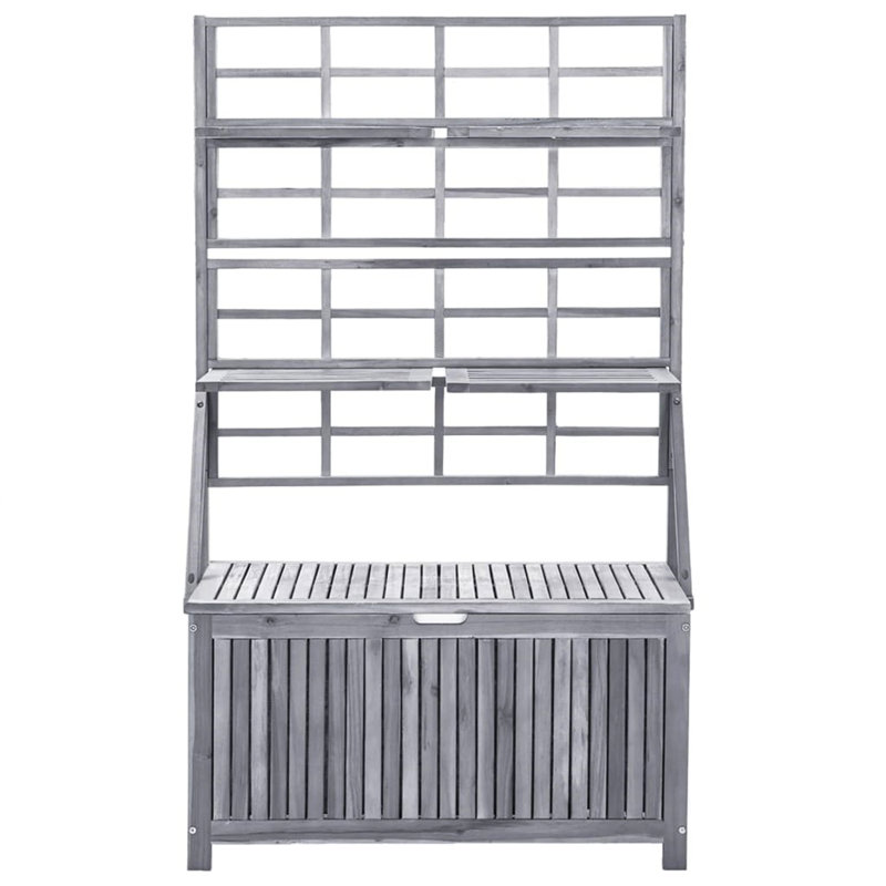 META 99 cm W 180 L Acacia Solid Wood Deck Box, Grey