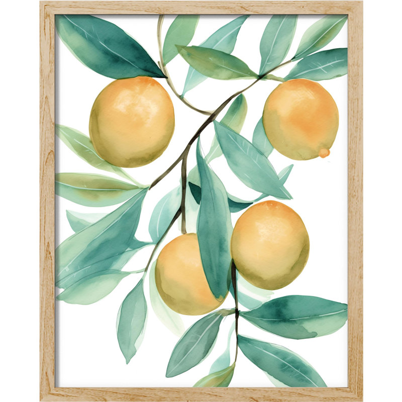 «Tangerine Watercolor Fruits Illustration» sur papier, Naturel, H 14 po x l 11 po