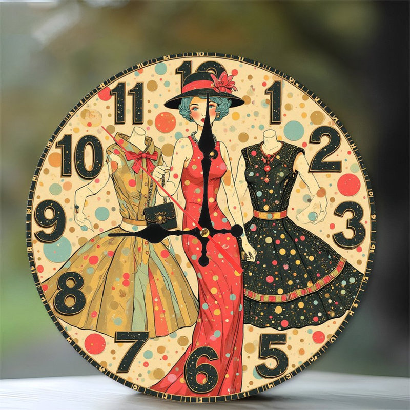 Horloge rétro, impression de femmes habillées