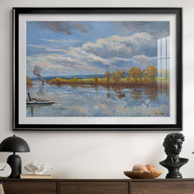 Tugboat on the Seine-Maximilien Luce-Framed Print with Mat and glass-c. early 20th Century