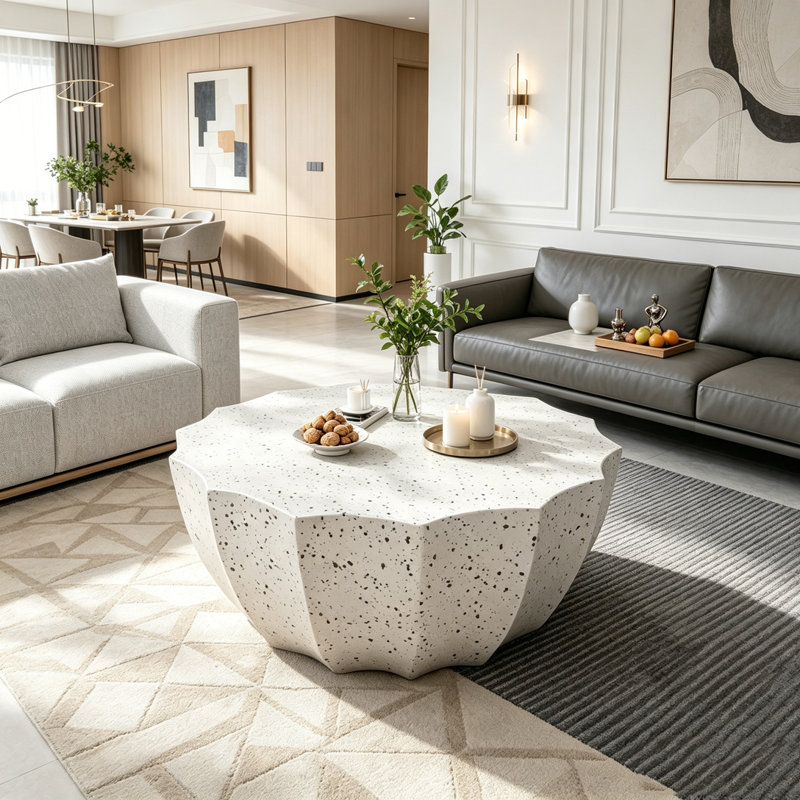 Table basse moderne et imperméable, White