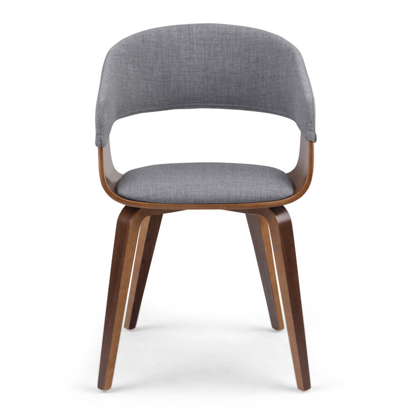 Lowell Bentwood Upholstered Dining Chair with Curved Backrest in Mid-Century Modern Style, Light Gray