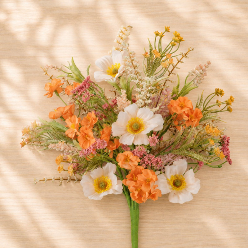 Ensemble de 2 fleurs de jardin mixtes, Pêche, crème, mauve
