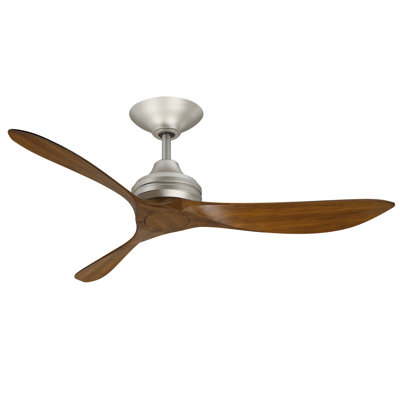Aviara Coastal Marine Grade 52 inch Indoor/Outdoor Smart Ceiling Fan - Brushed Nickel with Koa Blades
