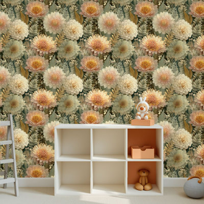 Papier peint adhésif peler et coller en PVC, revêtement mural auto-adhésif amovible avec fleurs botaniques de luxe, impression d'art transparente, imperméable pour la décoration intérieure - Rouleau