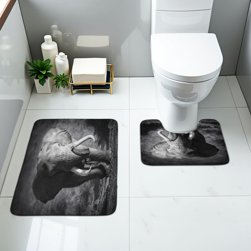  Tapis de salle de bain gris 2 pièces