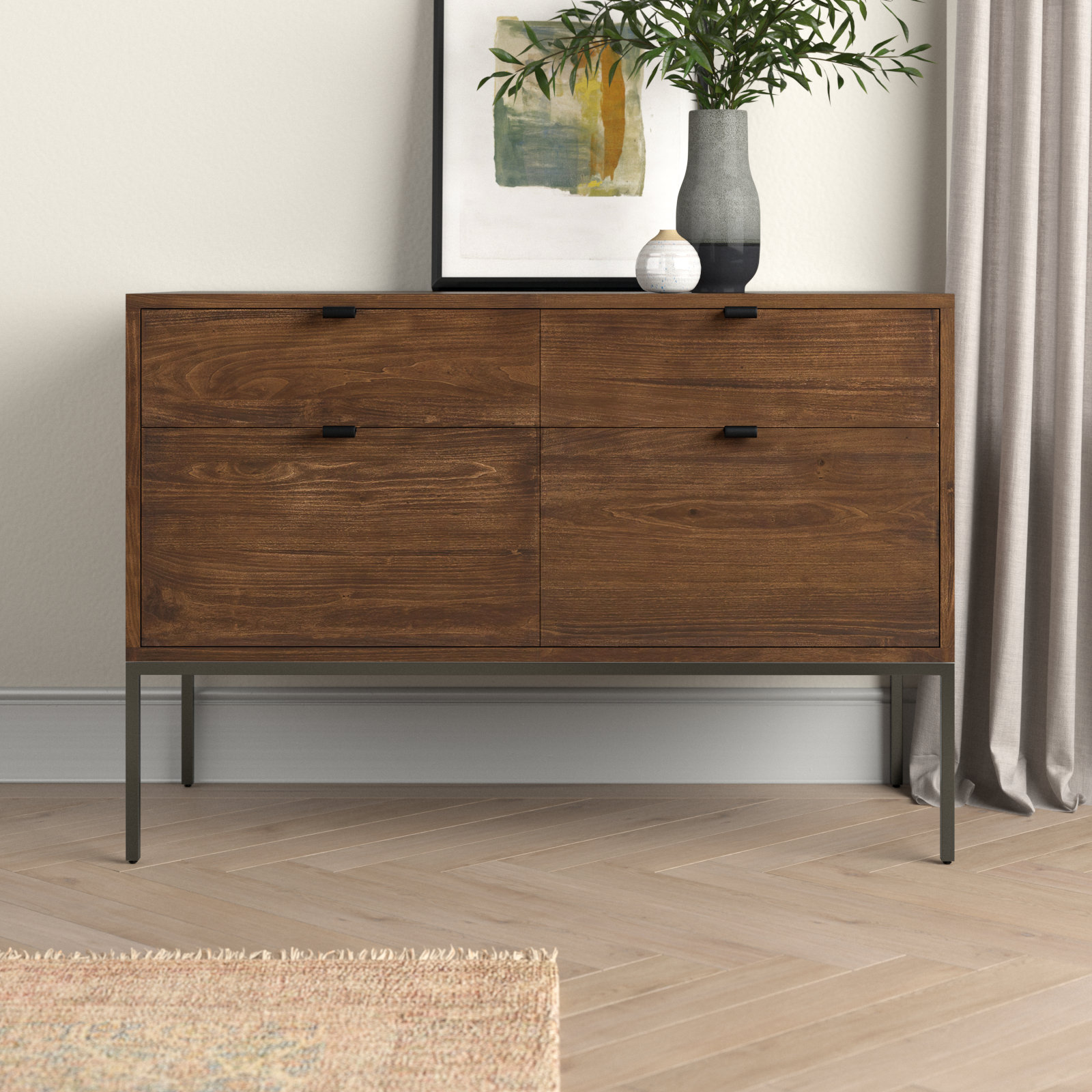 Loki 4-Drawer Filing Cabinet, Brown