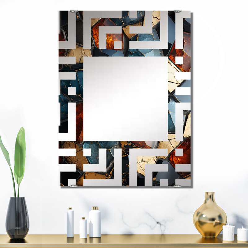 Cubic Mosaic Tiles III - Grand miroir mural à carreaux abstraits MIR137130, 32 po x 24 po