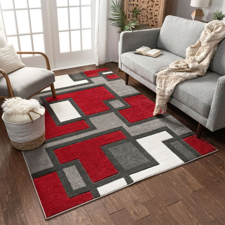 Tapis rouge à motif géométrique Brigman